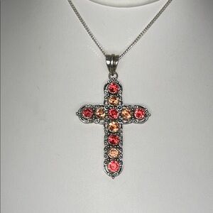 NWOT Genuine Nicky Butler Designer Multi Gemstone Cross Pendant Necklace
